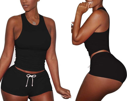 Women's 2 Piece Set - Sexy Outfits Crop Top + Shorts Tracksuit