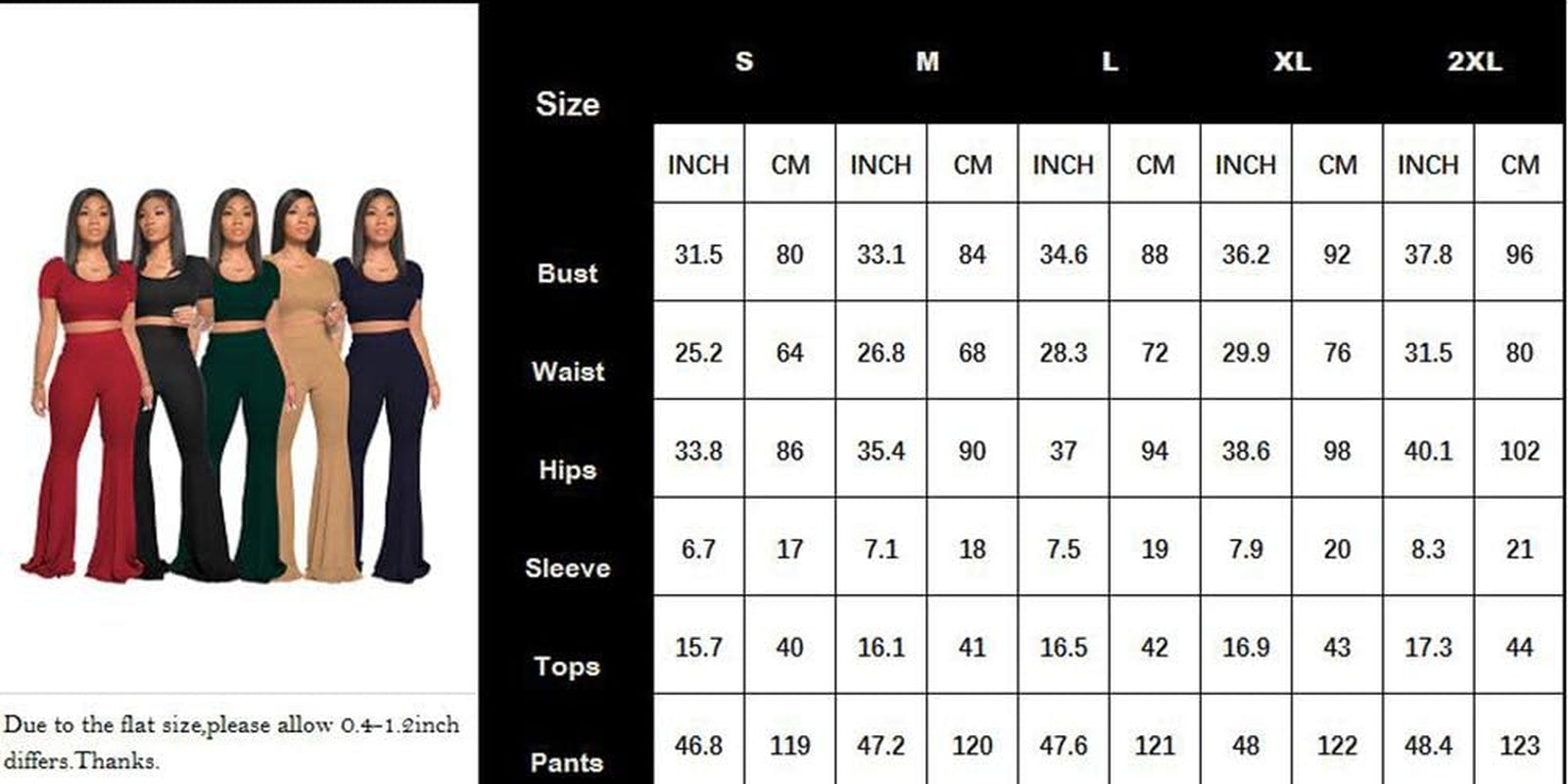 2 Piece Sexy Crop Top + High Waisted Flared Long Pant Sets Track Suits Yoga Sports