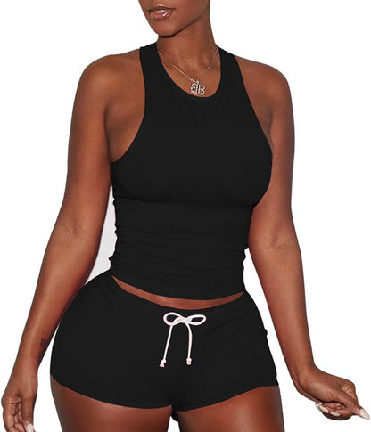 Women's 2 Piece Set - Sexy Outfits Crop Top + Shorts Tracksuit